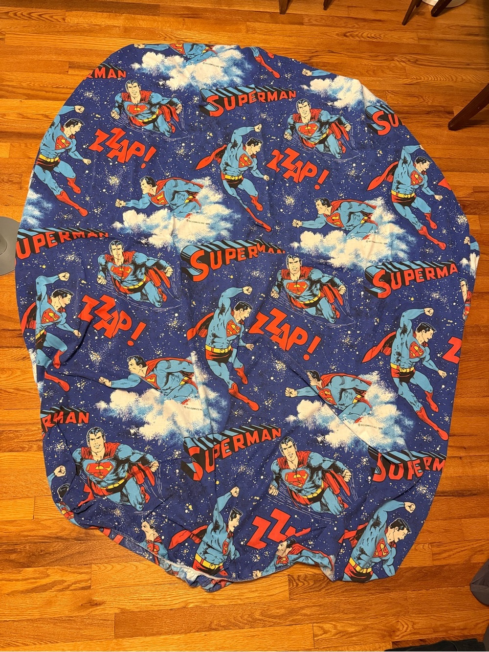 Vintage 70s Superman Fitted Sheets, Bedding Fabric DC Comics 1978 (Size Full)